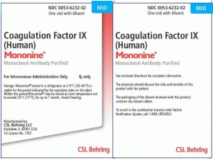 Mononine凝血因子IX（人）注射剂中文说明书_香港济民药业