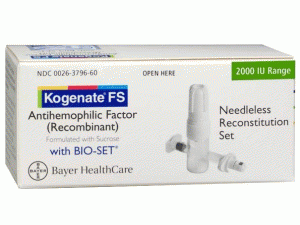 Kogenate FS 抗血友病注射剂, 重组人凝血Ⅷ因子中文说明书