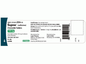 Suprax (cefixime 头孢克肟咀嚼片）中文说明书